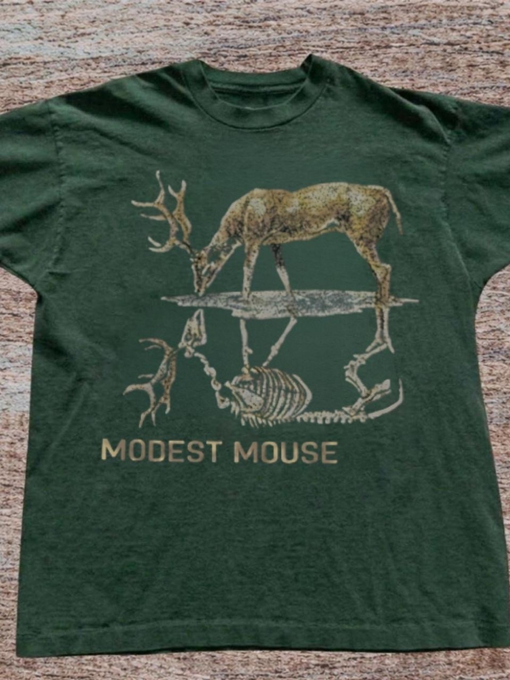 Gildan Dark Green Modest Mouse Deer Skeleton Graphic Tee